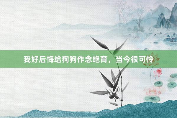 我好后悔给狗狗作念绝育，当今很可怜